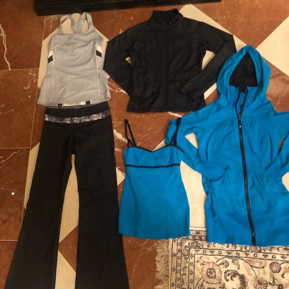 Lululemon Graphite and Blue Workout Set - size 4-6